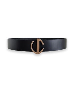 Vainqueur Cheval black leather belt with gold metal buckle
