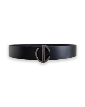 Vainqueur Cheval black leather belt with silver metal buckle