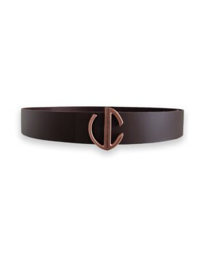 Vainqueur Cheval Brown Leather Belt with Rosé Metal Buckle